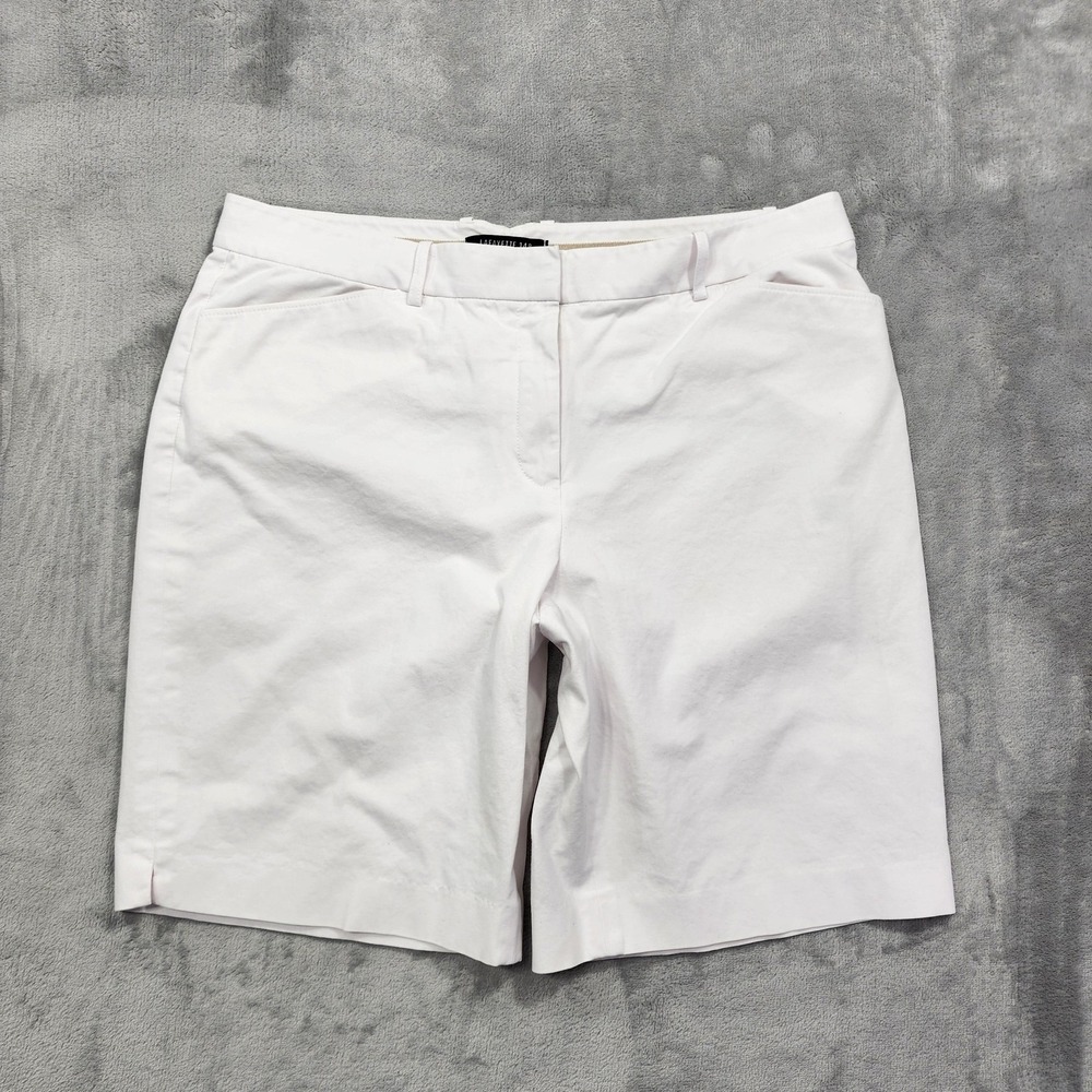 Lafayette 148 New York Shorts Women 12 White Bermuda Twill Stretch Casual Preppy